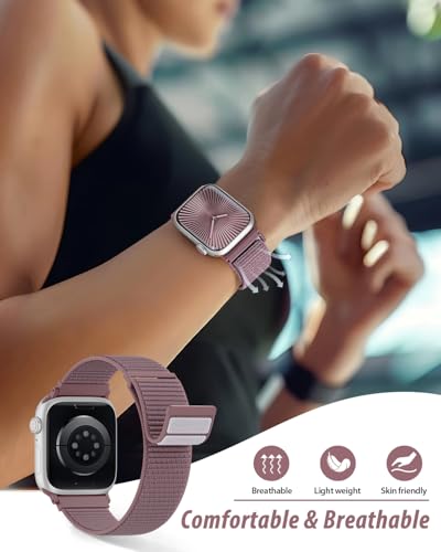 Image of Nylon Loop Sport Band Compatible with Apple Watch Bands 44mm 45mm 46mm 49mm 42mm for Women Men, iWatch Wrist Straps for Ultra 3 2, Se, Series 11 10 9 8 7, Breathable, Soft Band Ideal for Outdoor