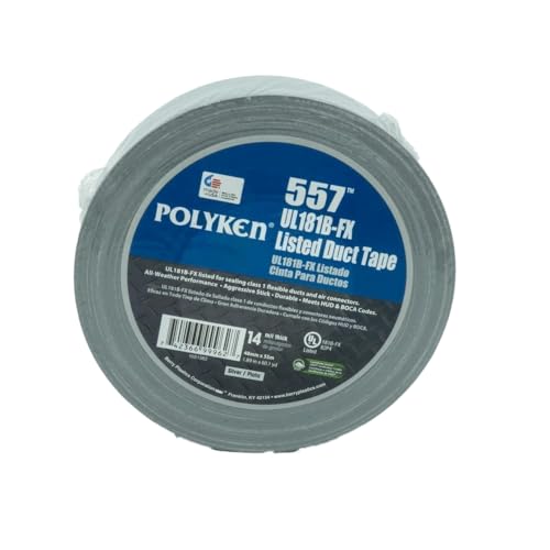 Polyken Berry Global Silver Duct Tape - 48 mm Width x 55 m Length - 14 mil Thick - 557 48MM X 55M SILVER [PRICE is per ROLL]