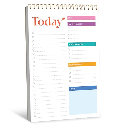 Bloc de Notas para Lista de Tareas, Cuaderno Planificador Diario con 52 Hojas Desgarrables, Organizador de Escritura No Datado para Tareas y Metas Diarias, Bloc de Verificación de Tareas en Espiral