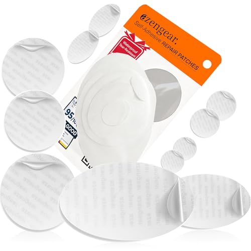 aZengear Repair Patches - Waterproof, Self-Adhesive, Tear-Cold-Heat-Resistant Polyester Fabric to Fix Down Jacket, Puffer, Snowsuit, Shoe, Tent, PVC, Clothing, Upholstery (Transparent)