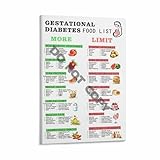Gestational Diabetes Food List for Low Sugar Meal Plan Poster, Low Carb Maternity Food Chart for Carb Counting, Prenatal Low GI Grocery List Canvas Painting Posters And Prints Wall Art Pictures for Li