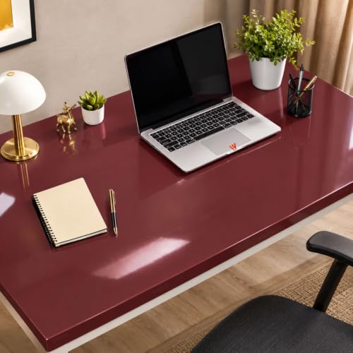 Image of WISDOM Maroon Glossy Self-Adhesive Wallpaper Waterproof, Easy to Clean & Peel and Stick Decorative Vinyl Sticker - Kitchen Cabinet, Wardrobe, Table & Home Decor(20x72 in)