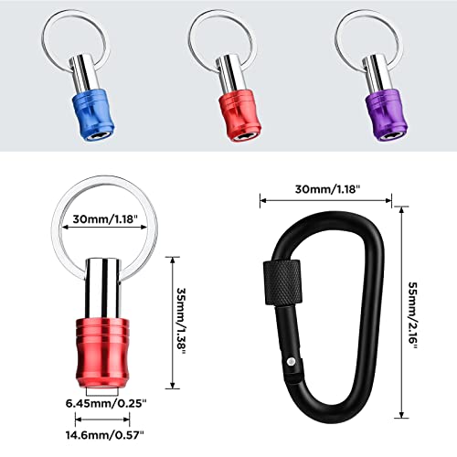 Workpro 1/4 Inch Hex Shank Bit Holder, 3Pcs Quick Release Drill Bit Holder Keychain For Impact Driver, Portable Screwdriver Bits Holder, Aluminum Alloy, Color Coded #TOP1
