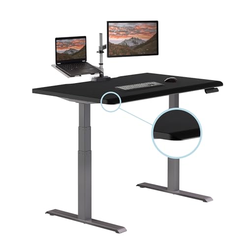Vari ComfortEdge 48x30 Inch Electric Standing Desk – Height Adjustable Sit Stand VariDesk with Memory Presets, Sloped Edge, 220 LB Capacity + Tool-Free Assembly (Black)