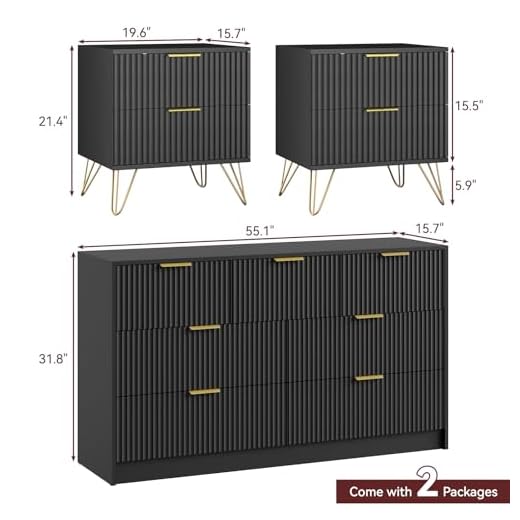 Modern 3-Piece Bedroom Dresser Set