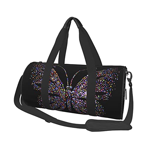 Sac de sport de voyage papillon noir avec sangle réglable et grande poche