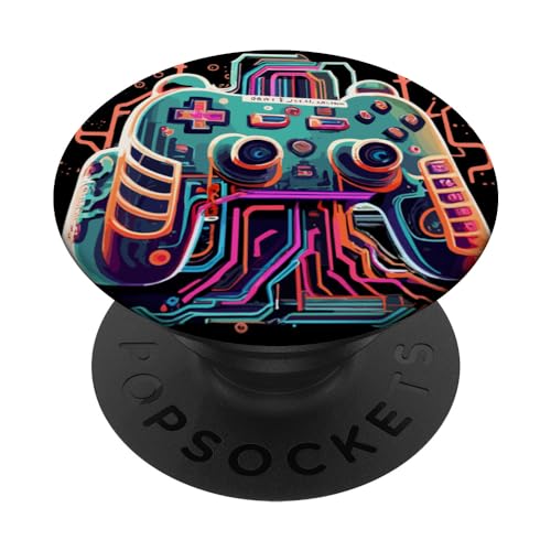 Video Game Gamer Controller Gaming Games Console PopSockets Swappable PopGrip, Black
