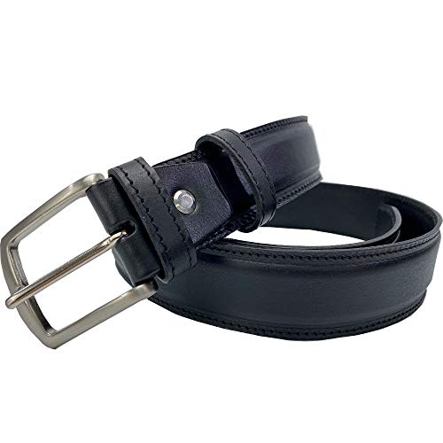 MÁRQUEZ CINTURONES Cinturón de piel para hombre clásico (Negro, 95) Cover