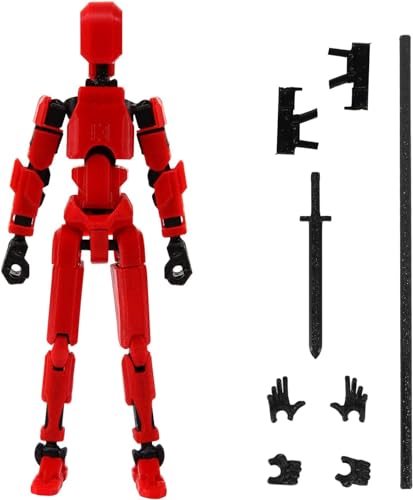 Image of DOOZLE T13 Action Figures, Assembly Completed 3D Printed Dummy Nova Titan Lucky 13 Figures, Multi-Jointed Movable Robot Toys for Display, Drawing & Desk Decor (1, Red)