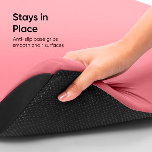 Image of Frido Cloud Seat Cushion with High-Density Memory Foam | Tailbone & Thighs Support Pillow | Washable Stretch Cover | Anti-Slip Base | Portable Handle | Ideal for Office, Car & Home Chairs, Barbi Pink