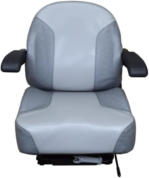 Skid Steer Replacement Seat w/Suspension & Armrests; Compatible with Case 465, 1530, 1830, 1835, 1835B, 1835C, 1838, 1840, 1845, 1845B, 1845C, 1845S, SR130, SR150; OEM Style Gray; SU-201111DGLG-C2