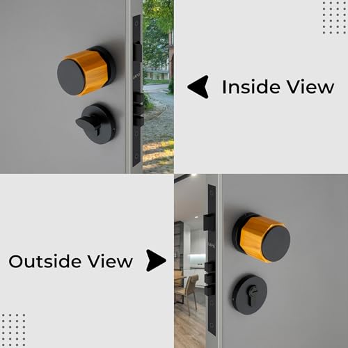 Image of LAPO Sturdy Brass Mortise Door Lock | Superior Handleset with 3 Keys for Main Door, Bedroom & Hotel | Black Finish | Long-Lasting Security | 3 Years Warranty Ro-158