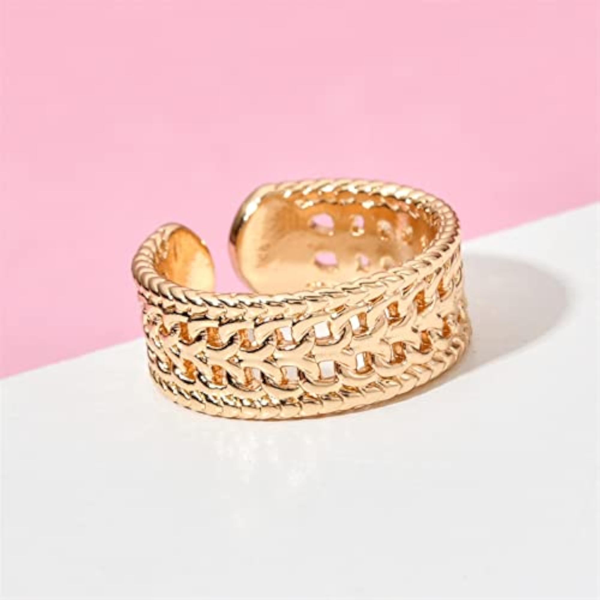 Wrinkled Convex Texture Open Ring, Unisex