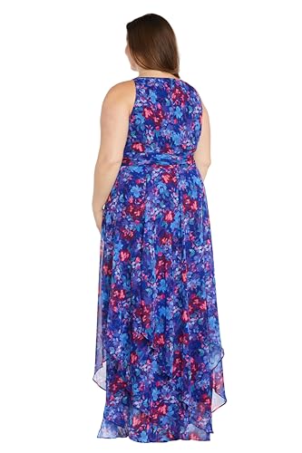 Image of Floral Chiffon Halter Maxi Dress W /Keyhole Detail & Ruffle Cascade Skirt