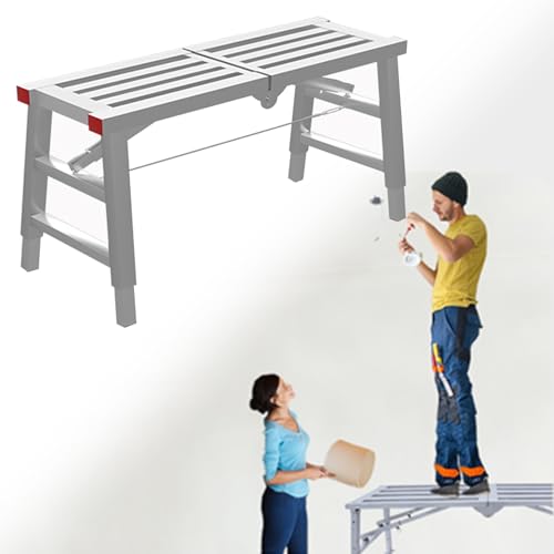 Andamio Plataforma de Andamio Interior para Pintar, Taburete de Andamio Plegable, Escalera de Plataforma de Trabajo de Altura Ajustable para Bricolaje(L-120cm(47 1/4'))