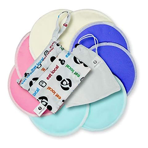 Best Organic Nursing Pads | Washable, Super Soft & Hypoallergenic | 12 Bundle Pack with Daytime and Overnight Protection in One Box + Laundry Bag + Carrying Pouch with Waterproof Pockets Cover