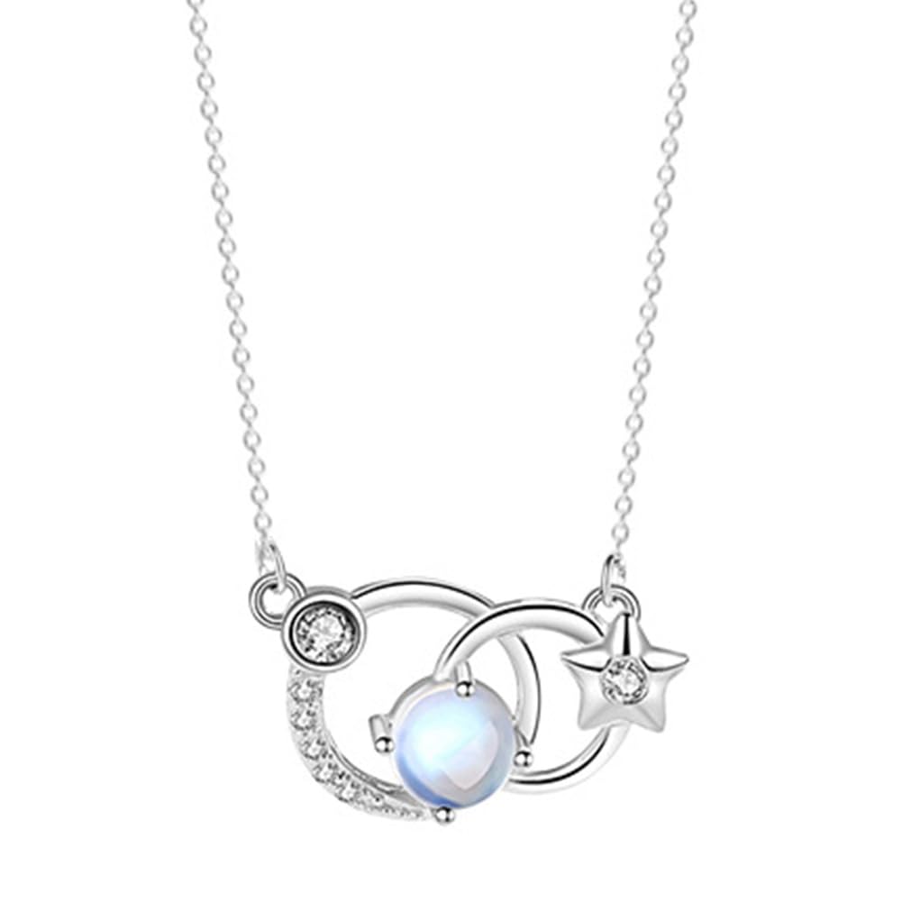 12 Constelaciones Horóscopo Géminis Astrología Collares para Mujer Plata Esterlina Piedra Luna Cristal Colgante Zodíaco Collar Joyería Creativa Regalos Novia Madre