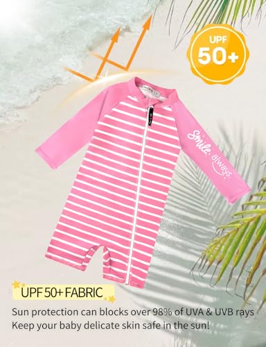 weVSwe Baby Swimsuit UPF 50+ UV Protection Long Sleeve Toddler Rash Guard Infant Bathing Suit with Zipper Beachwear 0-3 Years3