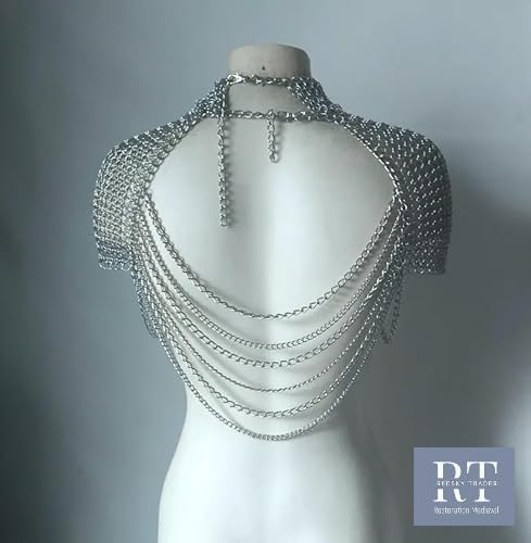 Aluminum Chainmail Shoulder Top – Handmade Medieval Festival Armor Harness for Women, Gothic Costume, Cosplay Accessory