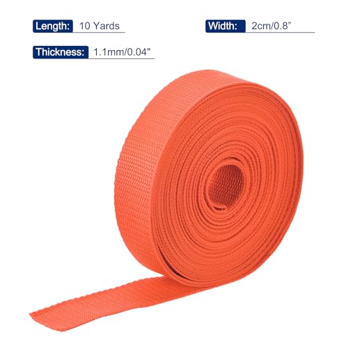 Image of MECCANIXITY Lightweight Polypropylene Webbing Strap 0.8 inch 10 Yard Backpack Strapping Band Orange for Outdoor Luggage Cargo Straps