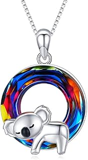 Koala Necklace 925 Sterling Silver Koala Bear Pendant Necklace Crystal Animal Jewellery Koala Gifts for Women Girls Girlfriend