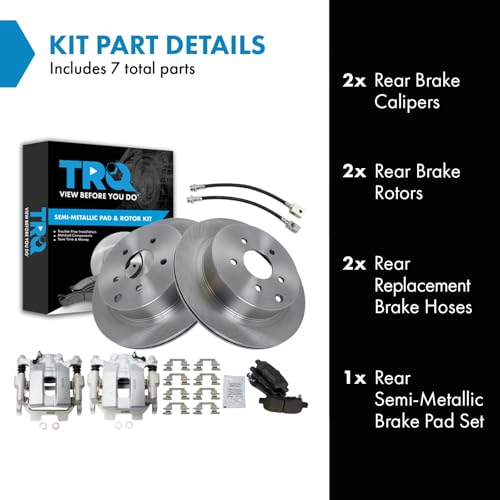 Image of TRQ Rear Brake Pad & Rotor Kit Semi-Metallic Compatible with 2018 INFINITI Q70