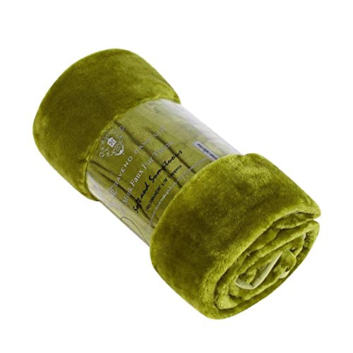 Olivia Rocco Manta Raschel de terciopelo suave, extra grande, 200 x 240 cm, color verde esmeralda Cover