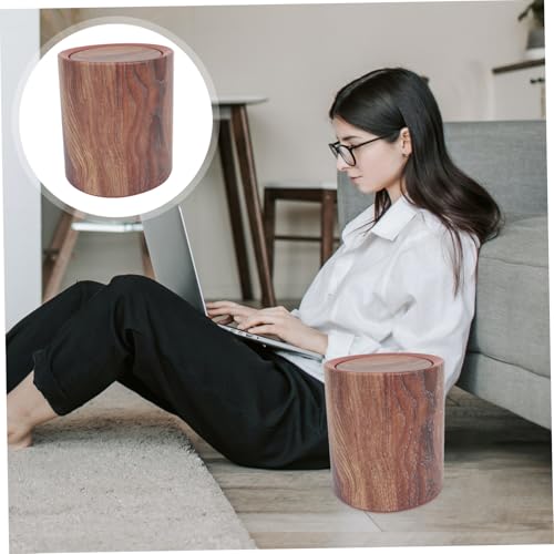 Caneca de basura rectangular con diseño de veta de madera miniatura 7