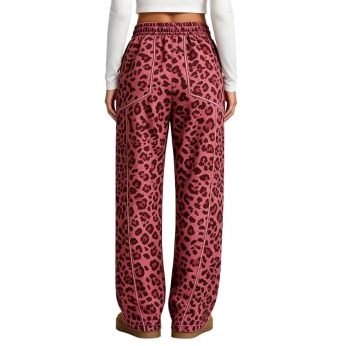 GONFXA Leopard Pants Women Wide Leg Baggy Elastic Waist Casual Sweatpants | Cheetah Pants For Women Pockets Fall Winter Trousers - image 2