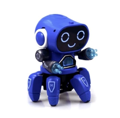 Robô Aranha Dançarino Com 6 Pernas + Luzes Em Led 4D Brinquedo Musical Movimentos Automáticos, Brinquedo Educativo para Crianças ROSA (Azul)