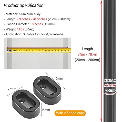 Barre de support pour placard barre penderie métal gris