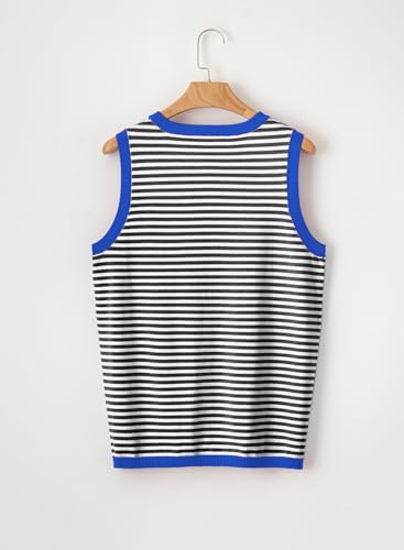 Image of Dokotoo Womens Summer Tops 2026 Casual Striped Color Block High Neck Tank Top Loose Knit High Low Sleeveless Shirts Blouses