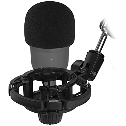 Razer Mini Shock Mount with Foam Windscreen Cover, Anti-Vibration Suspension Shockmount Mic Holder Clip with Pop Filter to Blocks Out Plosives for Razer Seiren Mini USB Streaming Microphone Frgyee Cover