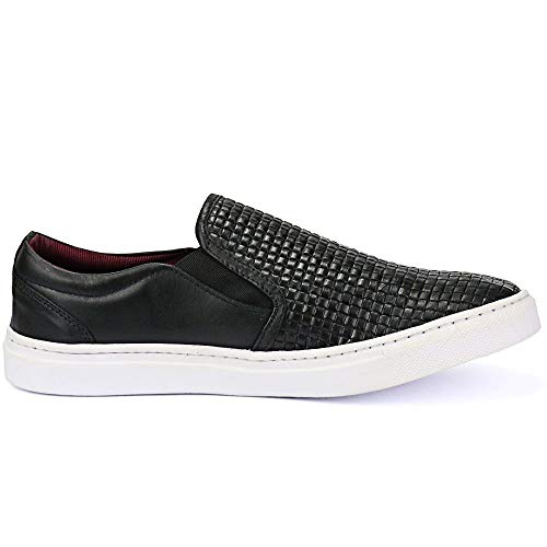 Sapatenis Iate Slip On Masculino Couro Confort Tresse Cor:Preto;Tamanho:40