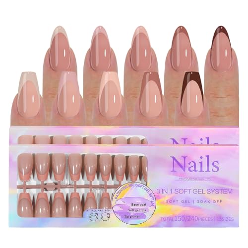 CHSEEO 300PCS French Tip False Nails, 5 Colors Square and Pointed Press on Nails French Tip (without glue) CHSEEO 300PCS French Tip False Nails, 5 Colors Square and Pointed Press on Nails French Tip (without glue)