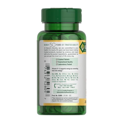 Nature's Bounty Vitamin B12 1000 mcg Caplets, 200 ct - image 7