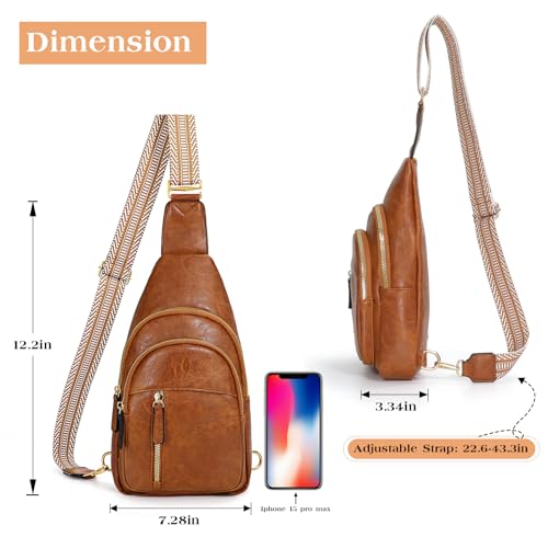 Image of SUOSDEY Sling Bags for Women Crossbody Leather Sling Backpack Chest Bag Shoulder Bags for Casual Traveling Hiking Cycling