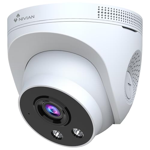 NIVIAN Telecamera di Sicurezza WiFi-6 2K per Interni – Montaggio a Soffitto, Visione Notturna Doppia, Rilevamento Intelligente con IA, Audio Bidirezionale. Compatibile con Kit CCTV