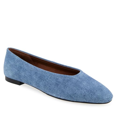 Aerosoles Women's Amelie Ballet Flat, Blue Jean Denim Suede, 6.52