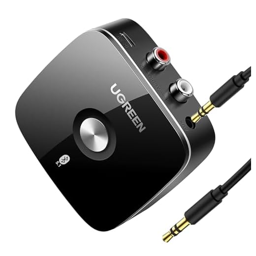 UGREEN Bluetooth 5.1 aptX HD Audio Adapter für Stereoanlage Low Latency Wireless Empfänger mit Cinch Klinke Buchse,Dual Pairing mit Handy,Tablet,usw Bluetooth Reciever für Lautsprecher,Verstärker