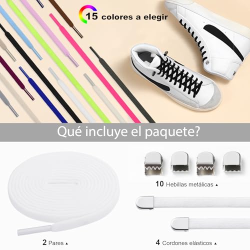 Miniatura 5 de Stepace Cordones Elásticos Planos Sin Atar Blanco 120