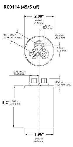 Temco 45+5 Uf/Mfd 370-440 Vac Volts Round Dual Run Capacitor 50/60 Hz Ac Electric - Lot -10 (Optional Uf/Mfd, Voltage And Lot Quantities Available) #TOP1