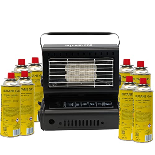 Peak Camping Gasheizung Gasstrahler Campingheizung | Tragbare Heizung Gasheizer Keramik Brenner | 1,3 kW Leistung | 108g/h Verbrauch (Gasheizung + 8 Gaskartuschen) Cover