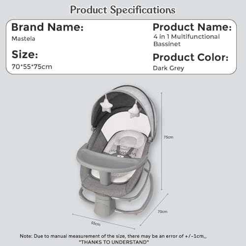 Image of StarAndDaisy X Mastela 4 in 1 Swing Rocker Automatic for Newborn Baby 0 to 18 Month Girl & Boy with 4- Swing Modes, Detachable Tray, Backrest Adjustment Bassinet, Bluetooth Music - Beige