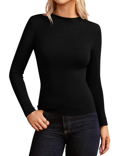 GRACE KARIN Merino Wool Sweaters for Women Mock Neck Base Layer Long Sleeve Soft Fitted Pullover Sweater