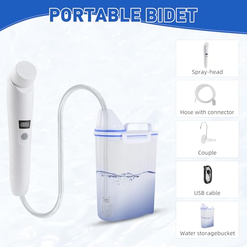 Portable Bidet, 2.5L Elektrisch Bidet, Reise Bidet Handbrause für Toilette Outdoor, Camping Flasche Sprühflasche Hand Perinealflasche für Damen Kinder