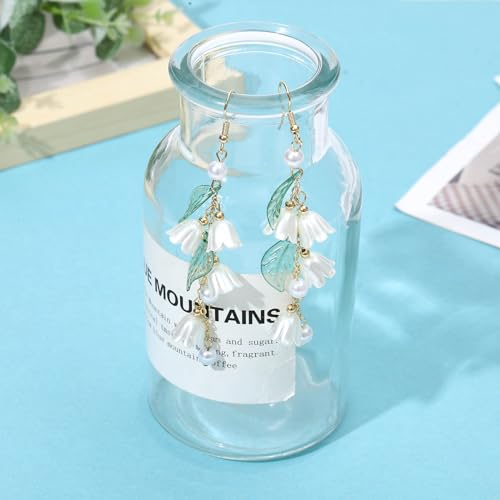 NEWITIN 3 Pairs Long Flower Earrings for Women Hypoallergenic Earring Leaf Floral Tassel Earring Statement Flower Dangle Pink Floral Earrings for Women3