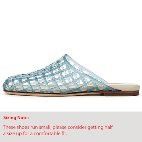 Image of Jelly Shoes for Women Jelly Mesh Flat Sandals Closed Toe Round Toe Slides Flats Slip on Summer Slippers Mules