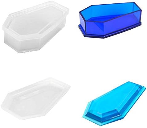 Samber Flowerpot Mould Storage Box Succulent Plant Flower Pot Creative Mini Coffin Shaped Silicone Mould Vase Mold DIY Handmade Craft Home Decoration Geometry Flower Pot Molds with Cover /B