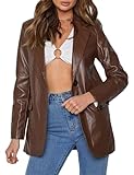 Vimyig Women Faux Leather Jacket Winter Fall Outfits Fashion Clothes Blazer Moto Biker Vegan Leather Coat